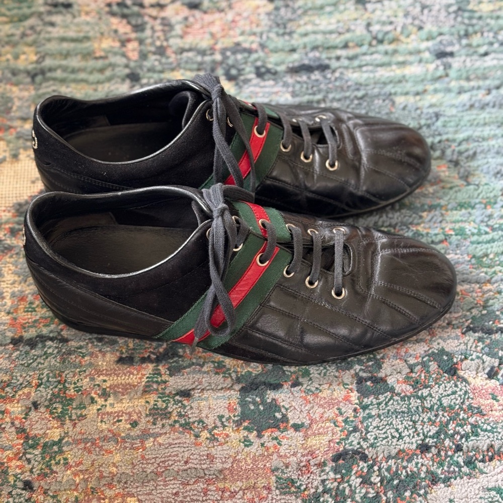 Gucci 10(11.5-12) Gatsby GG Leather Racing Stripes + Sporty Suede Accents - Picture 8 of 16